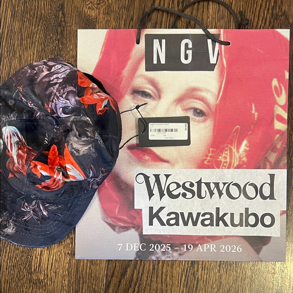 Floral Print Baseball Hat - Dark Gray with Red Accents